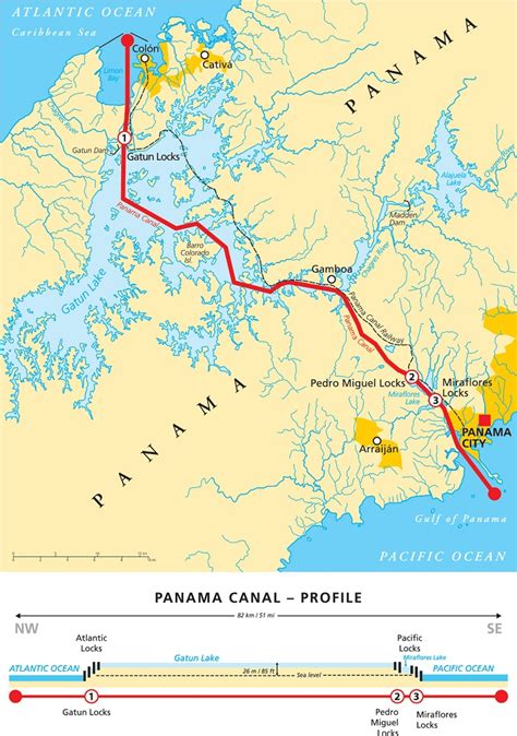 Panama Canal on a Map